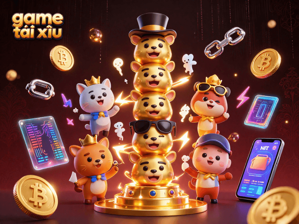 Engage in game tài xỉu with vibrant cryptocurrencies and dynamic elements showcasing energetic gameplay.