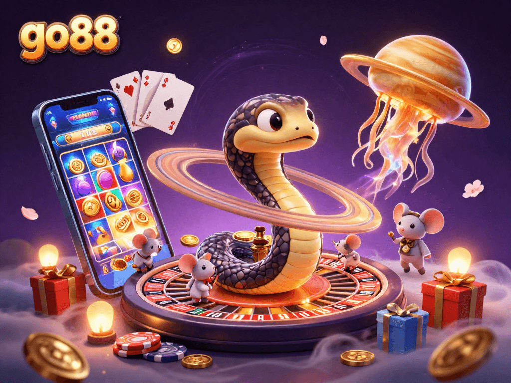 Engage with go 88's thrilling cosmic games where astronauts bet in a vibrant 3D casino scene.