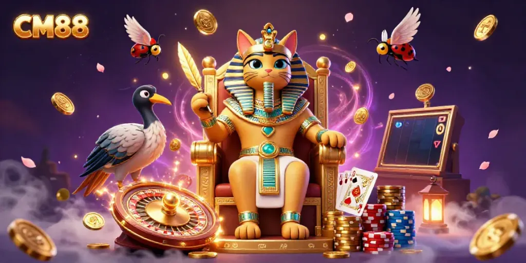 Experience CM88 with a thrilling 3D illustration showcasing fantasy gambling elements.