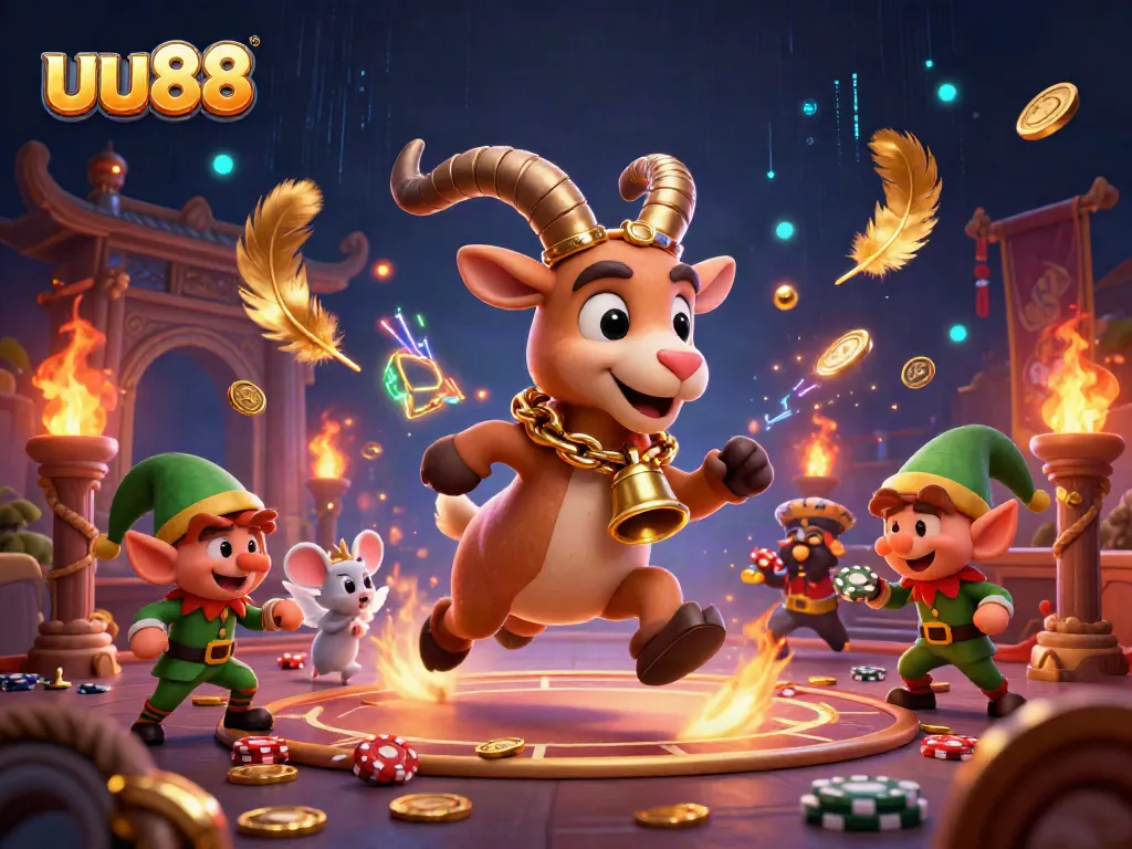 Win big at uu88 with a vibrant casino illustration showcasing festive characters and gaming elements.