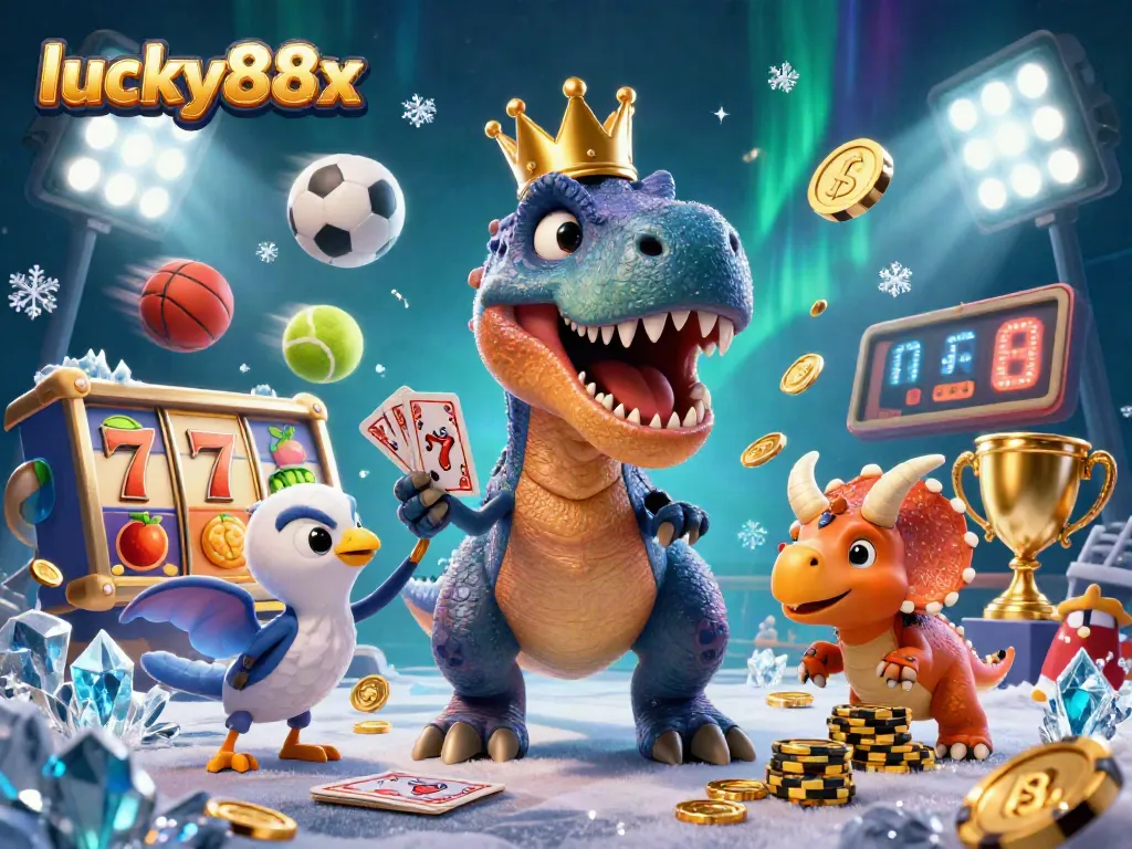 Engage with lucky88x slots featuring vibrant characters and gaming elements in a dynamic casino scene.