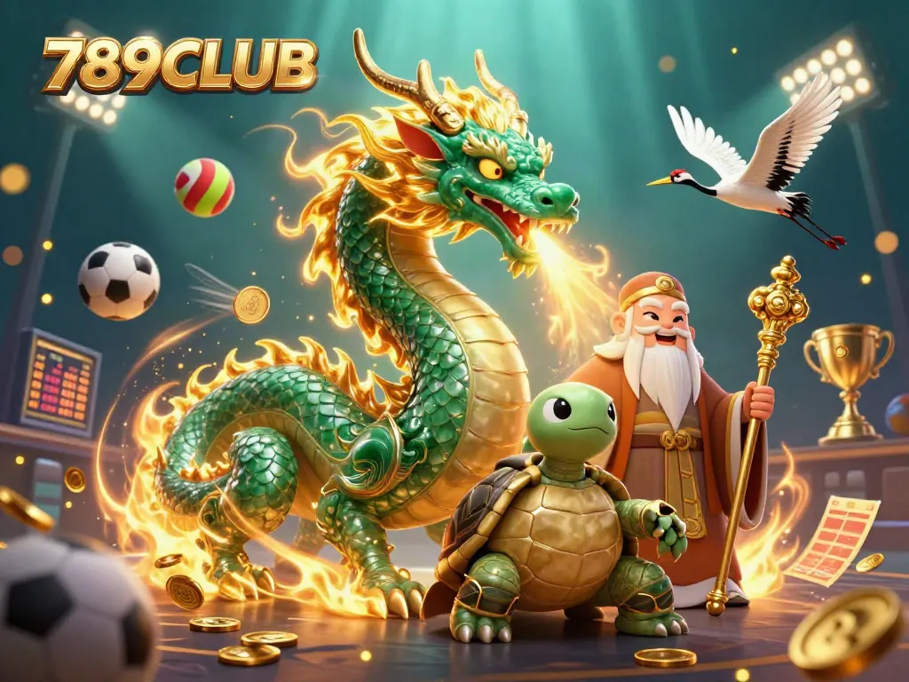 Engaging 3D illustration showcasing 789CLUB’s dynamic casino scene with characters and sports elements.