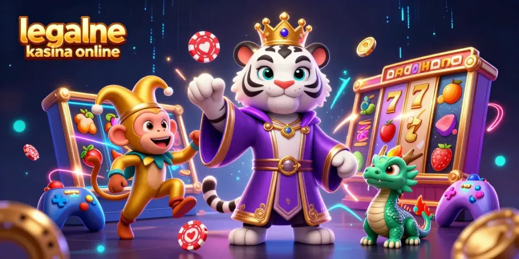 Experience thrilling moments in legalne kasyna online with vibrant slot reels and playful characters.