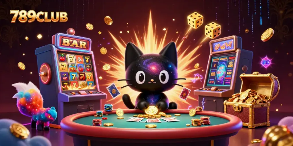 Experience the excitement of 789CLUB casino with our vibrant cosmic illustration.