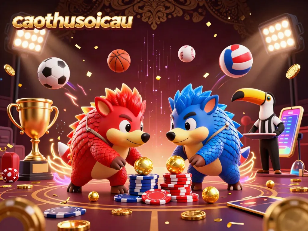 Engage with caothusoicau as rival pangolins roll through poker chips, celebrating with sports elements.