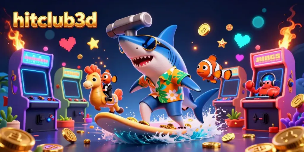 Engage with the vibrant action at hitclub3d, where 3D characters surf on coins in a colorful casino world.