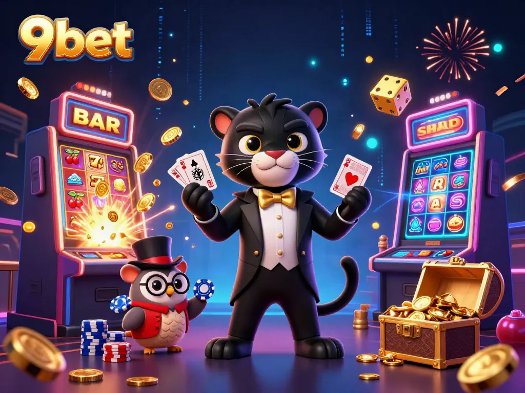 Experience thrilling gameplay with 9bet at a vibrant live casino scene featuring a panther dealer.