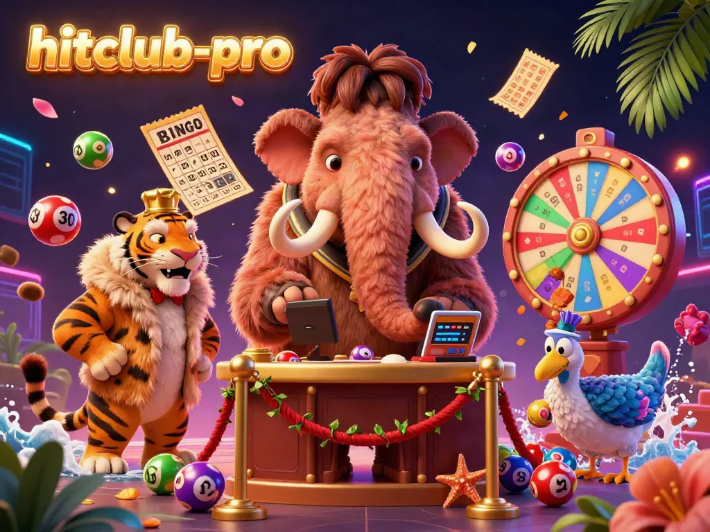Experience the excitement of hitclub-pro with a vibrant casino scene featuring colorful games and engaging characters.