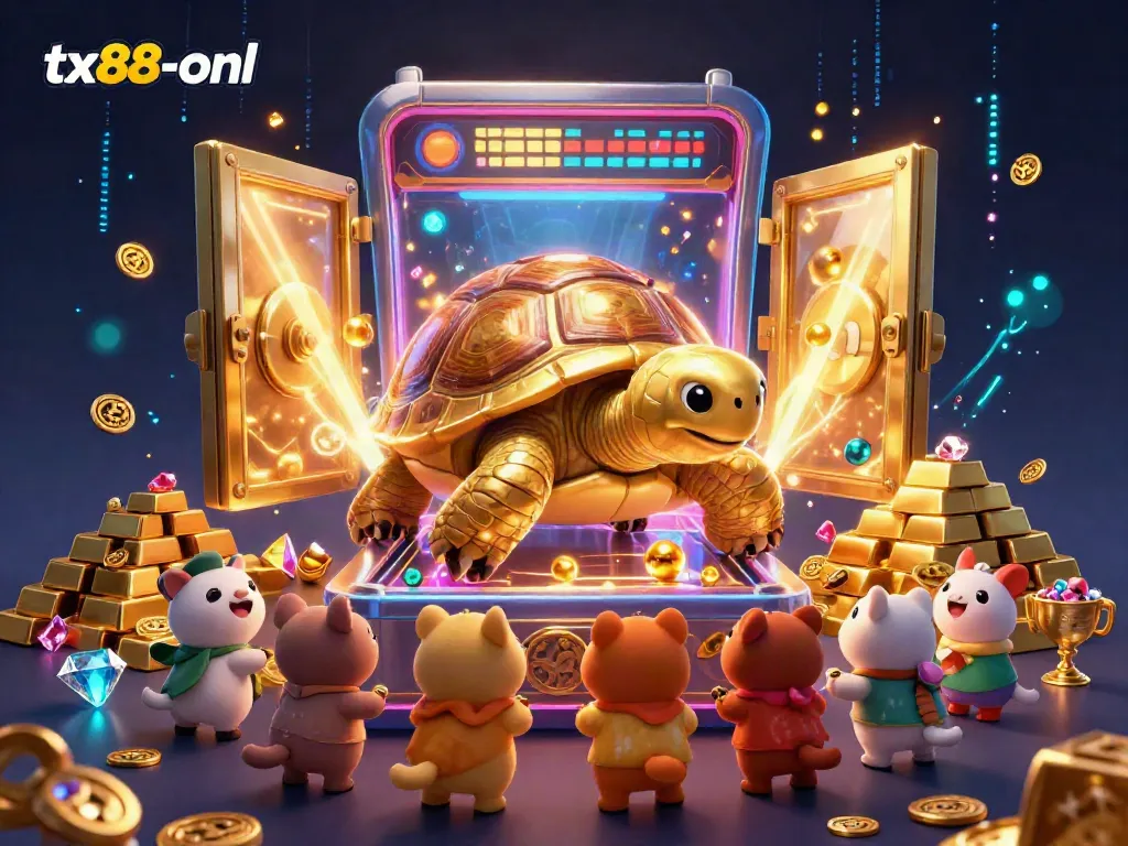 Play exciting casino games at tx88-onl with an enchanting tortoise and gleaming treasures.