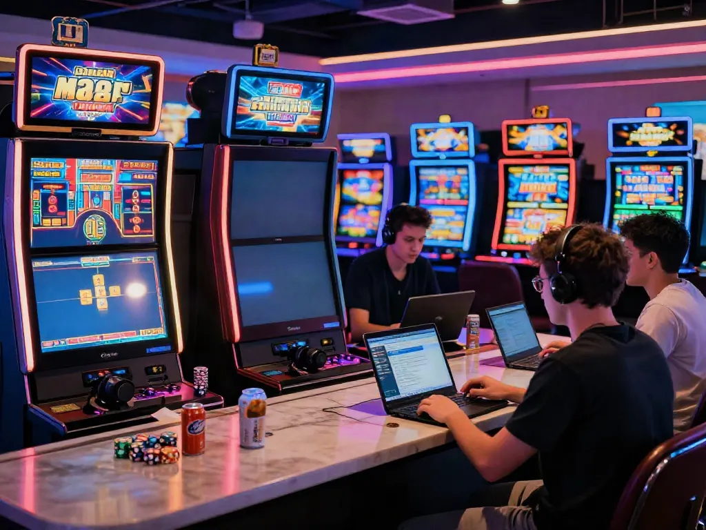 Players enjoying slot88 games in a vibrant online casino atmosphere, showcasing excitement and engagement.