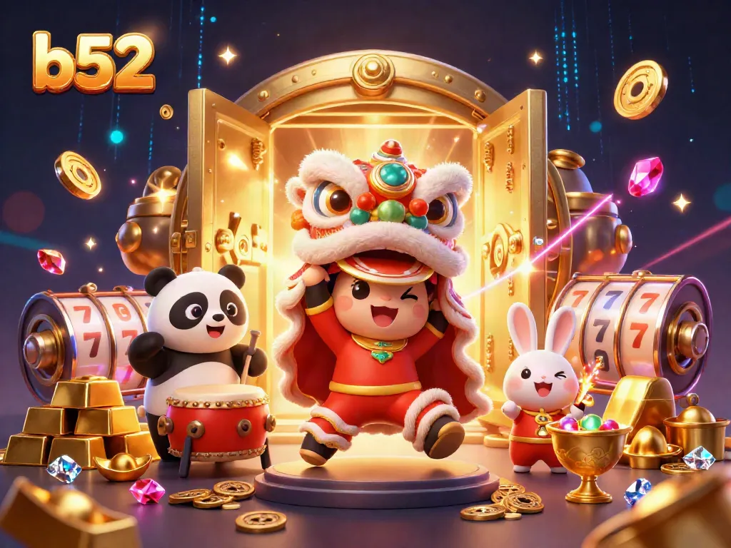 Engage with b52 casino adventures featuring a lion dance and treasure-filled excitement.