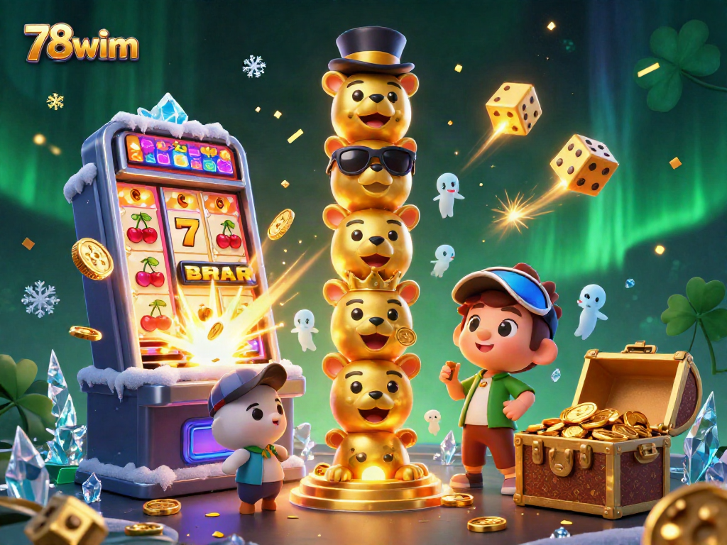 78wim captures a vibrant casino scene with animated characters and dynamic gaming elements.