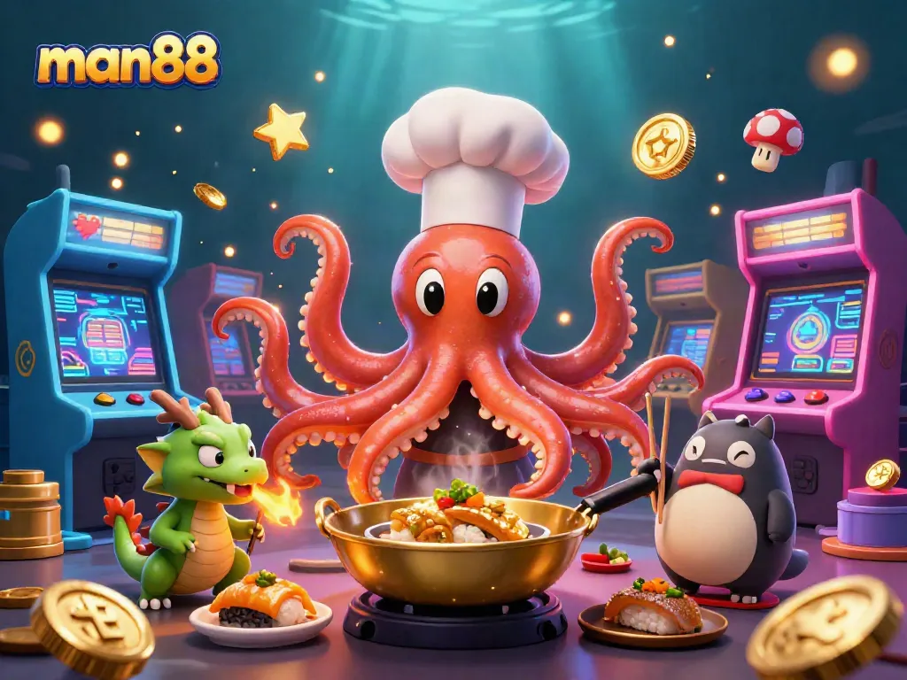 Experience thrilling gaming with man88's dynamic 3D casino illustration featuring fun characters and rich visuals.