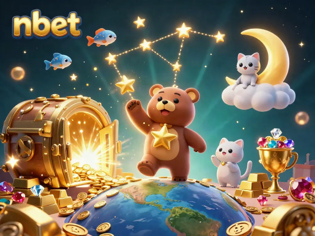 Win big at nbet with a treasure-filled scene featuring characters and gold, perfect for online gambling.