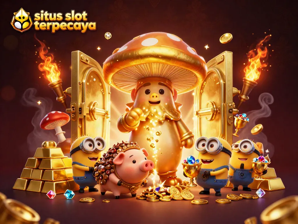 Spin to win on the situs slot terpercaya with a vibrant 3D magical treasure scene overflowing with riches.