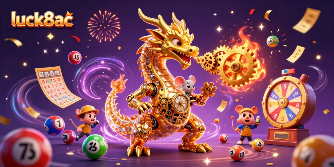 Engage with luck8ac gaming adventure as vibrant lottery elements and a golden dragon illuminate the casino world.