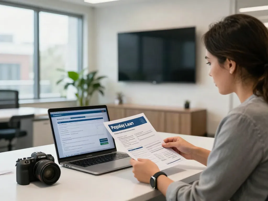 Consultant discussing Payday Loans Co Calgary options in a modern office setting.