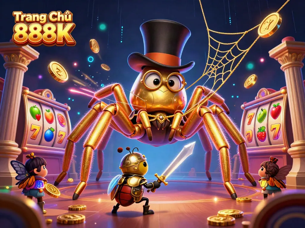 Experience the excitement at Trang Chủ 888K with a dynamic slot game featuring golden prizes and thrilling characters.
